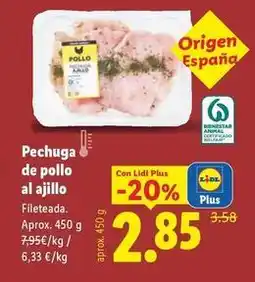 Lidl Pechuga de pollo al ajillo oferta
