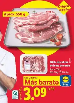 Lidl Filete de cabeza de lomo de cerdo oferta
