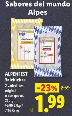 Lidl Alpenfest - salchichas oferta