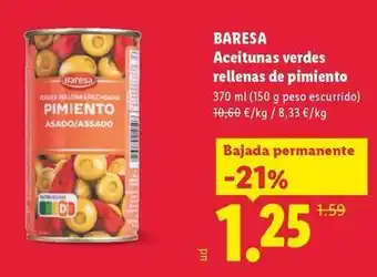 Lidl Baresa - aceitunas verdes rellenas de pimiento oferta