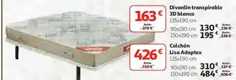 Alcampo Divanlín Transpirable 3d Blanco Colchón Lisa Adaptex oferta