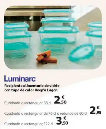 Alcampo Luminarc Recipiente Alimentario De Vidrio Con Tapa De Color Keep'n Lagon oferta