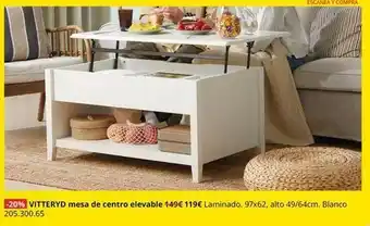 Blanco - mesa de centro elevable