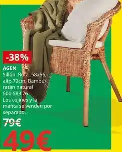 IKEA Sillon rota, 58x56 alto 79cm. bambú/ ratán natural oferta