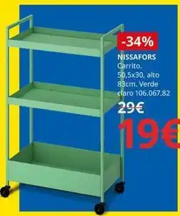 IKEA Claro - nissafors carrito 50,5x30, alto 83cm, verde oferta