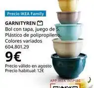 IKEA Ikea - bol con tapa, juego de 5 plástico de polipropileno. colores variados oferta