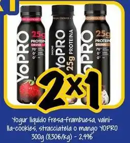 Cash Fresh Yopro - yogur liquido fresa-frambuesa, vaini-lla-cookies, stracciatela o mango oferta