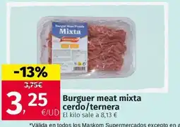 Maskom Supermercados Burger Meat Picada Mixta cerdo ternera oferta