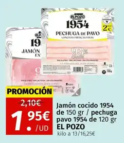 Maskom Supermercados El Pozo Jamón cocido 1954 de pechuga pavo oferta