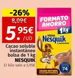 Maskom Supermercados Nesquik Cacao soluble instantáneo bolsa oferta