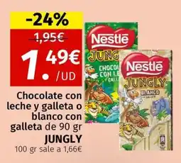 Maskom Supermercados Jungly Chocolate con leche y galleta o blanco con galleta oferta