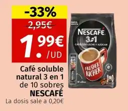 Maskom Supermercados Nescafé Café soluble natural 3 en 1 de 10 sobres oferta