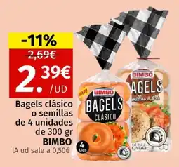 Maskom Supermercados Bimbo Bagels clásico o semillas de 4 unidades oferta