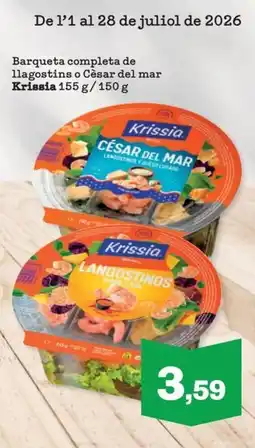 Sorli Krissia Barqueta completa de llagostins o Cèsar del mar oferta