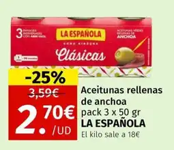 Maskom Supermercados La Española Aceitunas rellenas de anchoa oferta