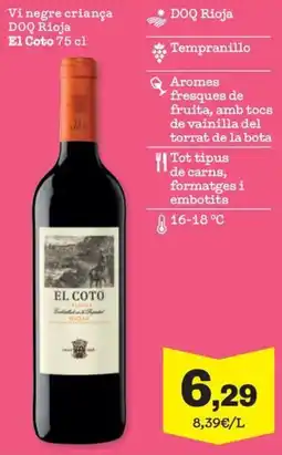 Sorli El Coto Vi negre criança DOQ Rioja oferta