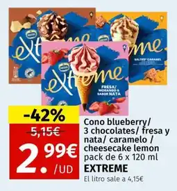Maskom Supermercados Extreme Cono blueberry/ 3 chocolates/ fresa y nata/caramelo / cheesecake lemon oferta