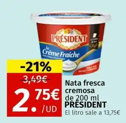 Maskom Supermercados President Nata fresca cremosa oferta