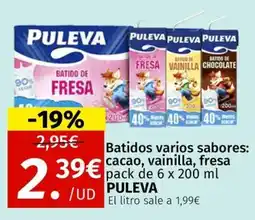 Maskom Supermercados Puleva Batidos varios sabores: cacao, vainilla, fresa oferta
