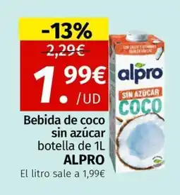 Maskom Supermercados Alpro Bebida de coco sin azúcar oferta