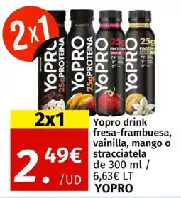 Maskom Supermercados Yopro Yopro drink fresa-frambuesa, vainilla, mango o stracciatela oferta
