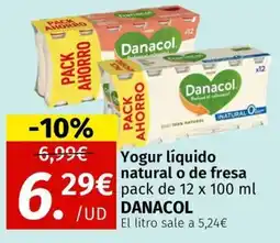 Maskom Supermercados Danacol Yogur líquido natural o de fresa oferta