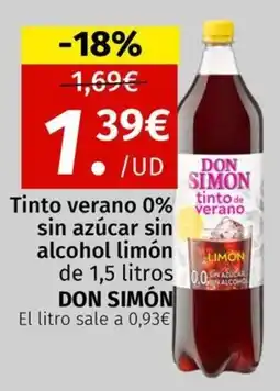 Maskom Supermercados Don Simón Tinto verano 0% sin azúcar sin alcohol limón oferta