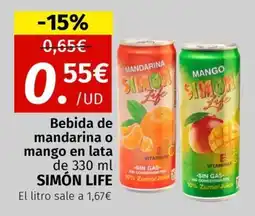 Maskom Supermercados Simón Life Bebida de mandarina o mango en lata oferta