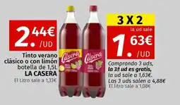 Maskom Supermercados La Casera Tinto verano clásico o con limón botella oferta