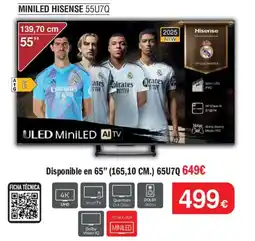 Milar Hisense Miniled 55u7q oferta