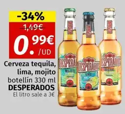 Maskom Supermercados Desperados Cerveza tequila lima mojito oferta