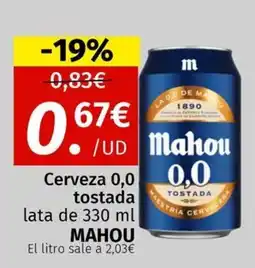 Maskom Supermercados Mahou Cerveza 0,0 tostada oferta