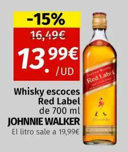 Maskom Supermercados Johnnie Walker Whisky escoces Red Label oferta