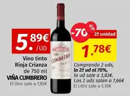 Maskom Supermercados Viña Cumbrero Vino tinto Rioja Crianza oferta
