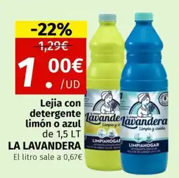 Maskom Supermercados La Lavandera Lejia con detergente limón o azul oferta