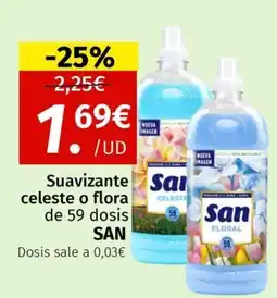 Maskom Supermercados San Suavizante celeste o flora de 59 dosis oferta