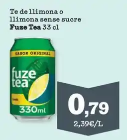 Sorli Fuze Tea Te de llimona o llimona sense sucre oferta