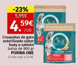 Maskom Supermercados Purina One Croquetas de gato esterilizado sabor buey o salmón oferta