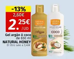Maskom Supermercados Natural Honey Gel argán ó coco oferta