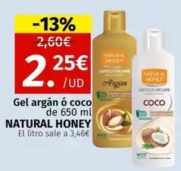 Maskom Supermercados Natural Honey Gel argán ó coco oferta