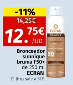 Maskom Supermercados Ecran Bronceador sunnique bruma F50+ oferta