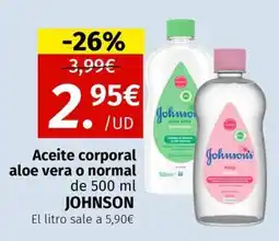 Maskom Supermercados Johnson Aceite corporal aloe vera o normal oferta