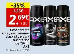 Maskom Supermercados Axe Desodorante spray men marine, black sky o dark temptation oferta