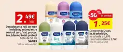 Maskom Supermercados Sanex Desodorante roll on men invisible/active/extra control zero/nat. protec. inv./dermo total protect oferta