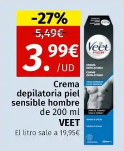 Maskom Supermercados Veet Crema depilatoria piel sensible hombre oferta