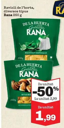 Sorli Rana Ravioli de l'horta, diversos tipus oferta