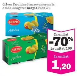 Sorli Serpis Olives farcides d'anxova normals o més lleugeres oferta