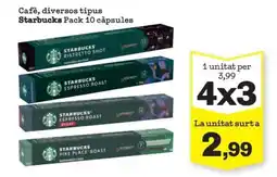Sorli Starbucks Cafè, diversos tipus Pack 10 càpsules oferta