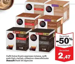 Sorli Nescafé Cafè Dolce Gusto espresso intens, cafè amb llet o tallat, clàssics o descafeïnats Pack 16 càpsules oferta