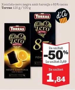Sorli Torras Xocolata zero negra amb taronja o 85% cacau oferta